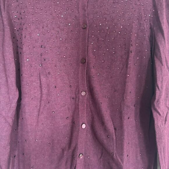 Merona Sequin Button Up Sweater Purple XL - Picture 4 of 9